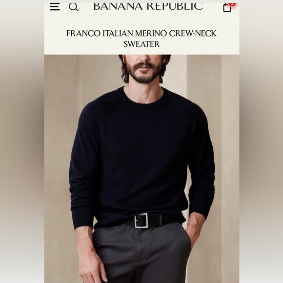 EUC Banana Republic Men’s Franco Italian Merino Wool Crewneck Sweater - Picture 4 of 5